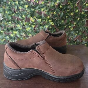Oliver by Honeywell Brown Leather Women's Slip Resistant Work Shoes Sz 5 EU 35